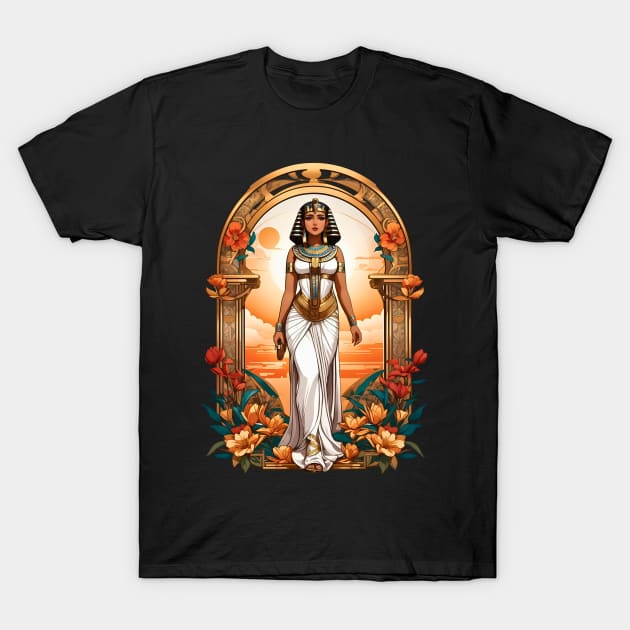 Cleopatra Queen of Egypt retro vintage floral design T-Shirt by Neon City Bazaar